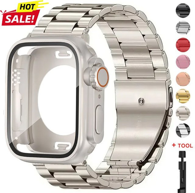 CHIICSMART Uhrenarmband mit Glashülle, Edelstahl, Silber, Unisex - Bild 1
