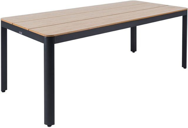 OUTFLEXX Tallinn Gartentisch aus Aluminium und Kunststoff-Holzimitat in Natur/Schwarz - Bild 1