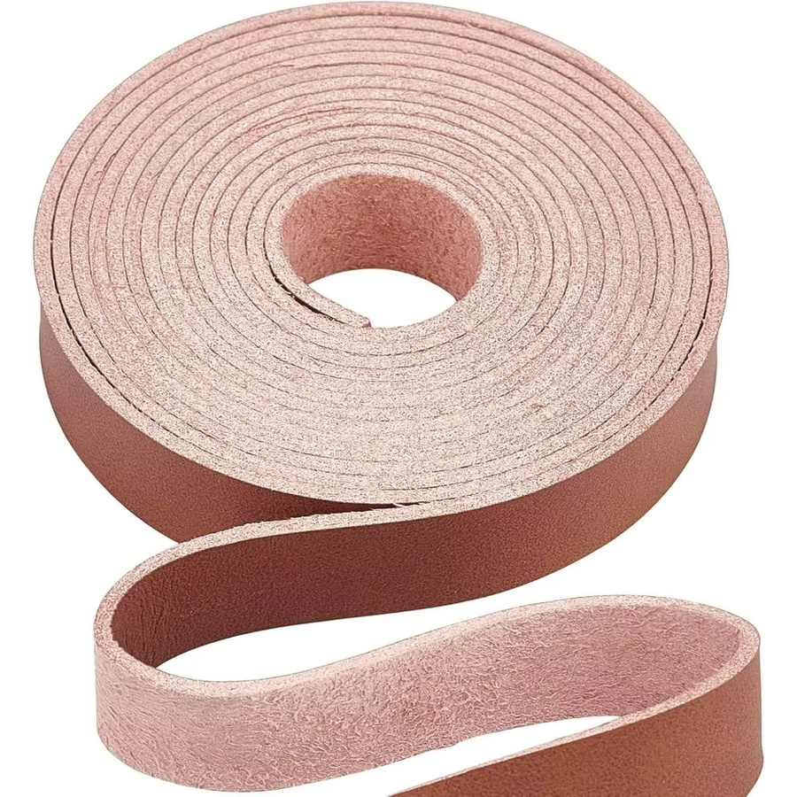 Braunes Echtleder-Band für DIY-Handwerk mit einseitiger Flachschnur, Breite: 1,27 cm, Länge: 200,66 cm - Bild 3