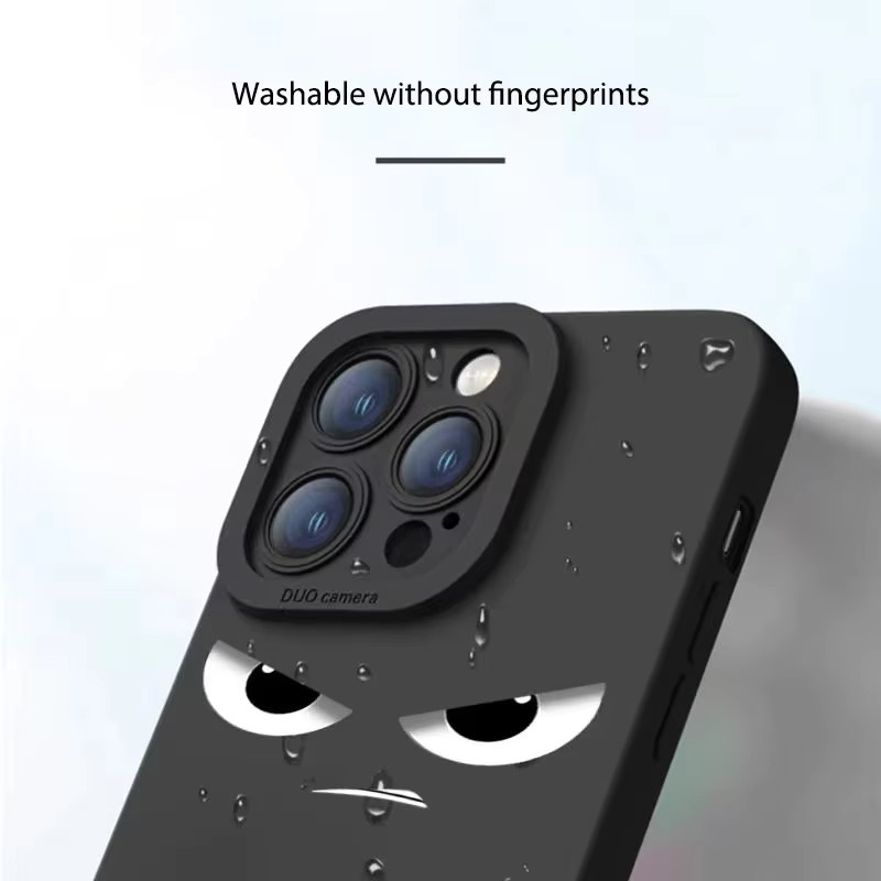 Stoßfeste Silikon Handyhülle mit lustigem Cartoon Angry Face Design für iPhone 15 14 13 12 11 Pro Max X XS XR 7 8 Plus in Schwarz - Bild 4