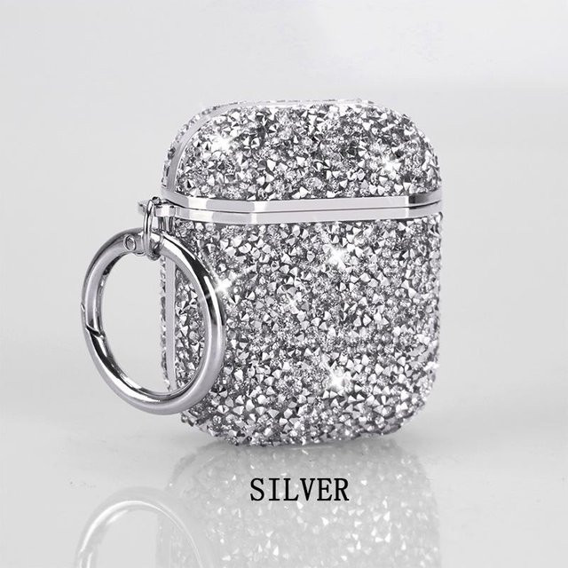 Glitzernde Schutzhülle mit Ring für Apple AirPods Pro 3, 4, 2 und 1 in Silber - Bild 1