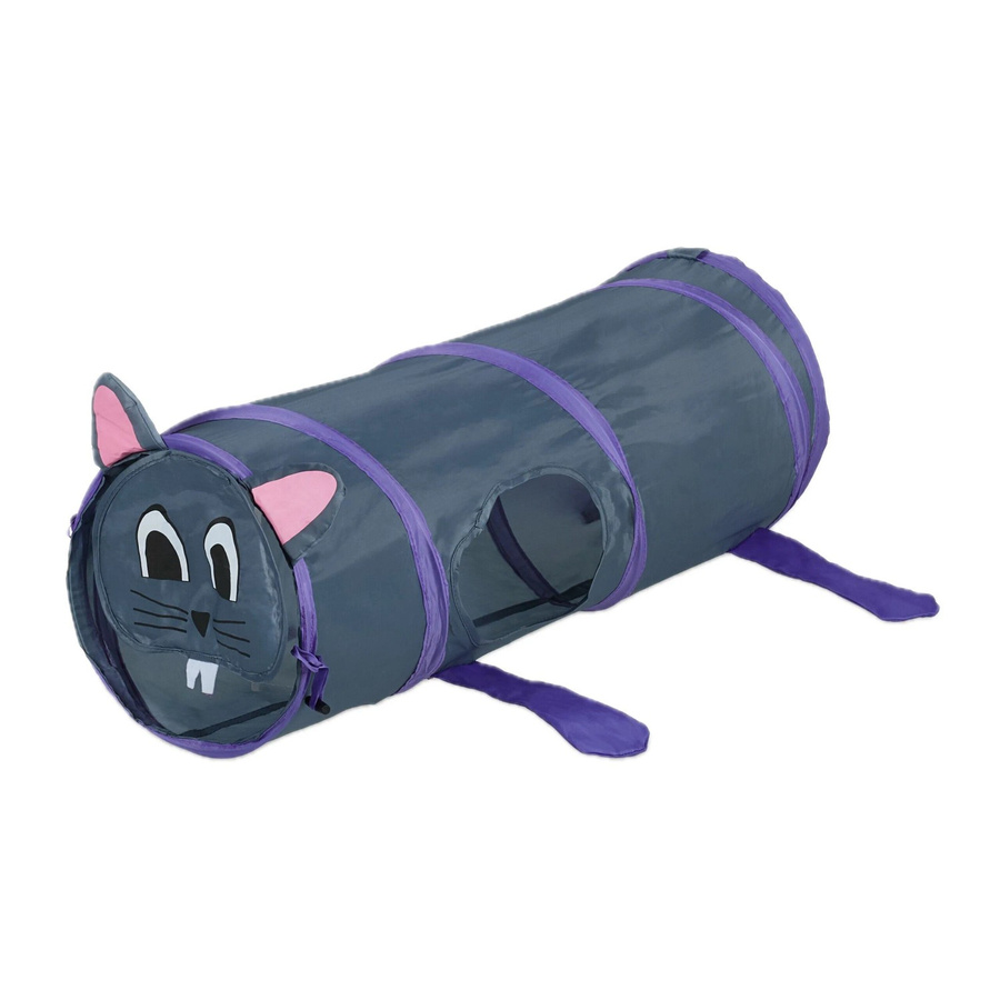 Relaxdays Katzentunnel mit Maus-Design aus Polyester und Stahl in Grau und Lila, B: 63 cm, T: 26 cm - Bild 2