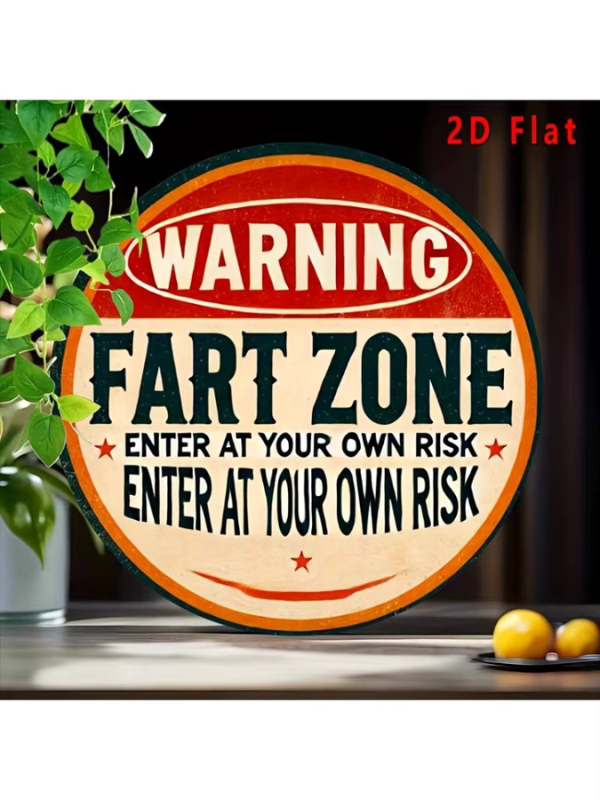 Rundes Metall-Warnschild Potdemiel Fart Zone im Vintage-Stil mit Typografie in Rot - Bild 7