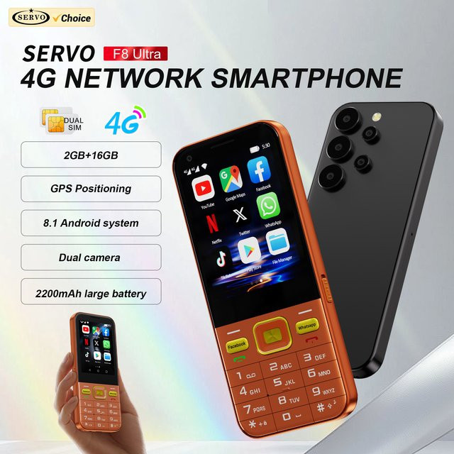 SERVO F8 Ultra Android Smartphone in Schwarz mit 4G LTE, 2GB RAM, 16GB ROM, GPS und Dual SIM - Bild 1