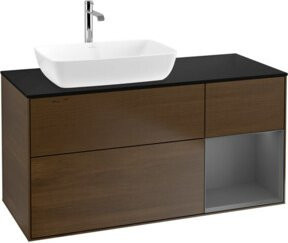 V&B Waschtischunterschrank Finion Wandbeleuchtung in Walnuss, Breite: 120 cm, Tiefe: 50,1 cm, Höhe: 50,1 cm - Bild 1