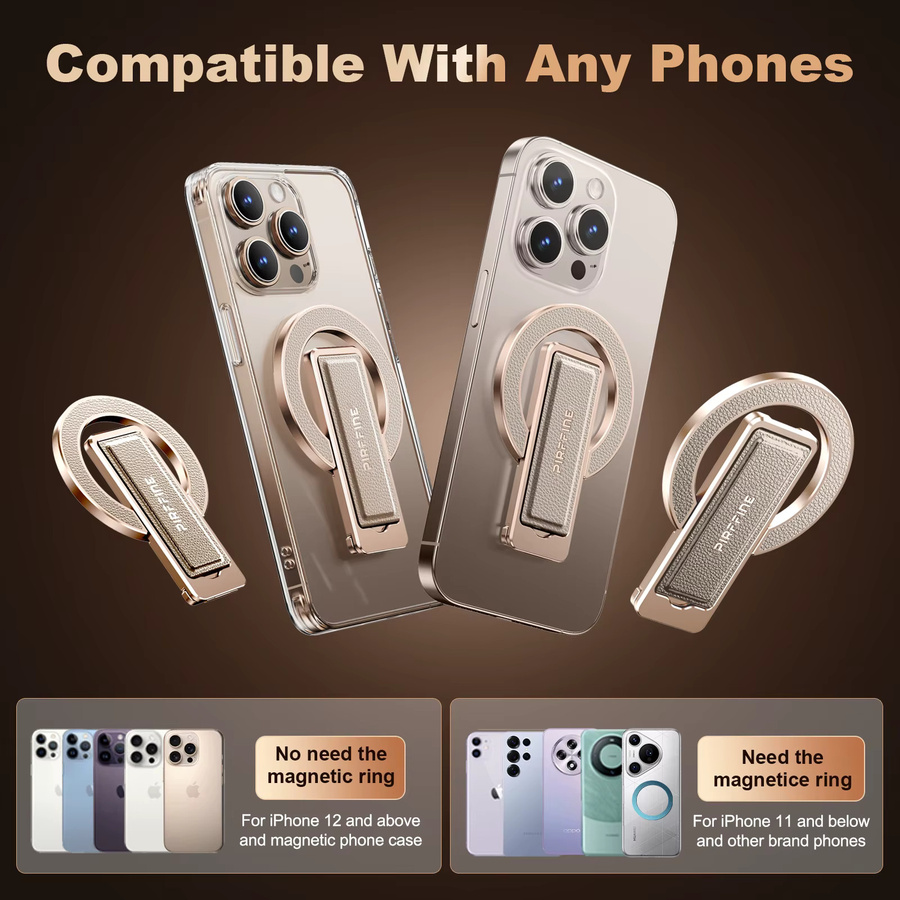 Oatsbasf Magnetischer Handygriff Elegant Vibe in Gold, Winkelverstellbarer Handy-Ringhalter und Fingerringständer für iPhone, Samsung und Google - Bild 5