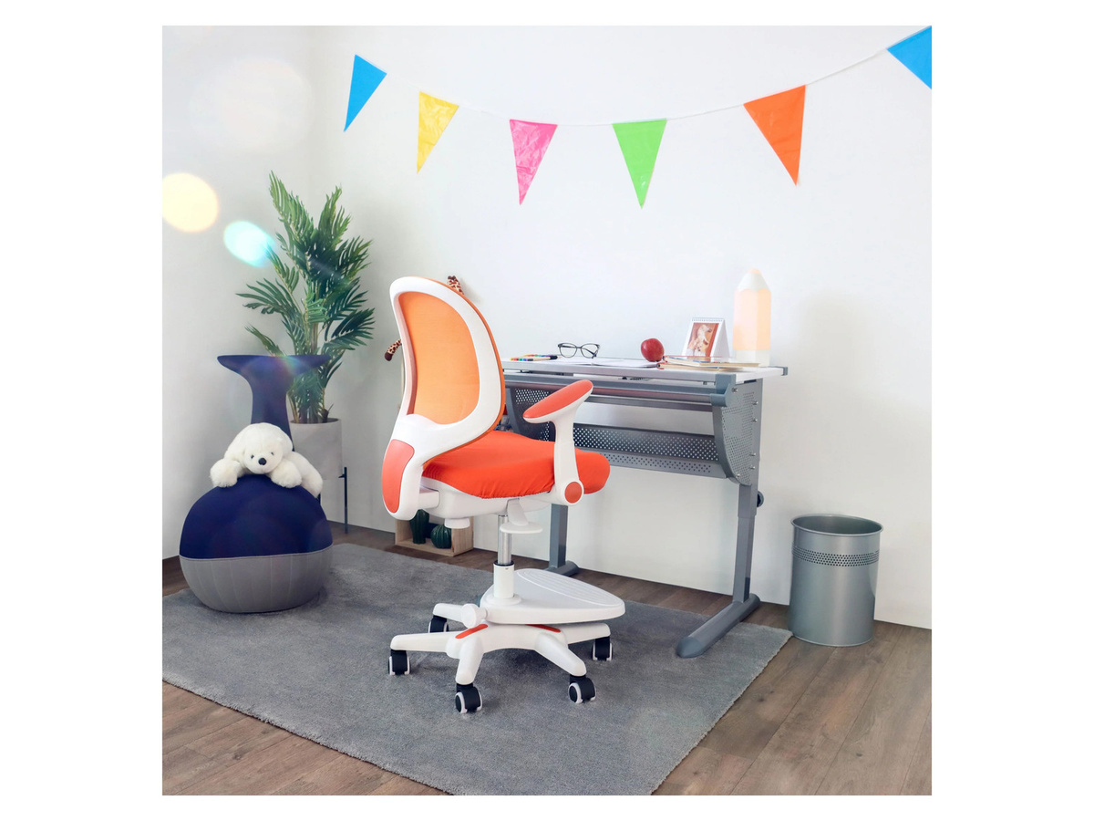 hjh OFFICE Kinderstuhl KID ERGO mit Armlehnen aus Stoff und Netzstoff in Orange, Rosa, Blau oder Grün - Bild 2