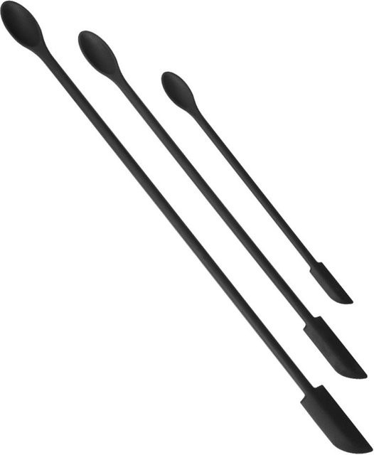 NATAWA 3-teiliges Mini-Silikonspatel-Set in Schwarz für Kosmetikgläser und Küchenbedarf - Bild 1