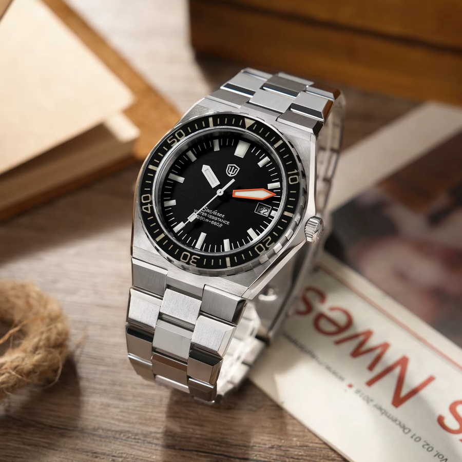 Watchdives Armbanduhr, Quarz, Edelstahl, Schwarz, Saphirglas, Herren - Bild 2