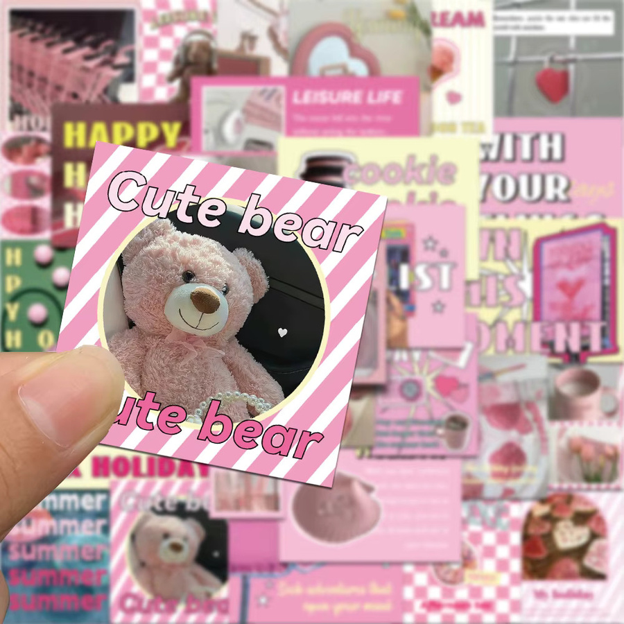 30 Stück rosa Urlaubsaufkleber-Set wasserfeste ästhetische Abziehbilder für DIY-Projekte wie Telefon, Sammelalbum und Koffer - Bild 3