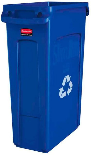 Rubbermaid Slim Jim Mülleimer mit Belüftungskanälen und Recyclingsymbol, Blau, H x B x T: 76,2 x 28 x 56 cm - Bild 1