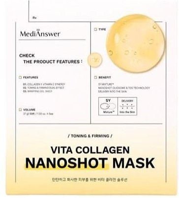 MediAnswer Vita Collagen Nanoshot Maske, Gel, Kollagen, Vitamin C, 5x 37g - Bild 1