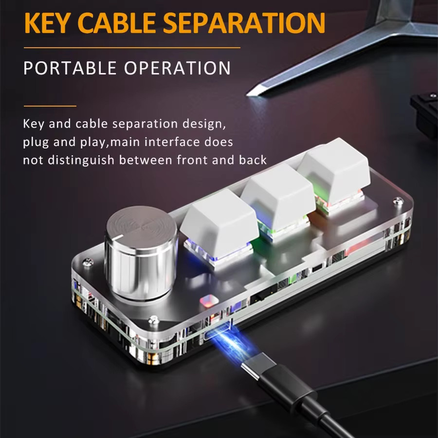 GGBEE RGB Bluetooth Makro-Mechanische Tastatur mit 3 Tasten, Hotswap, rote Schalter, programmierbares Gaming- und Photoshop-Keypad - Bild 3