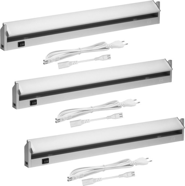 Oktaplex 3er Set LED Unterbauleuchten für Küche und Home Office, Aluminium, Silber, Warmweiß, schwenkbar und koppelbar, Breite: 60 cm - Bild 1