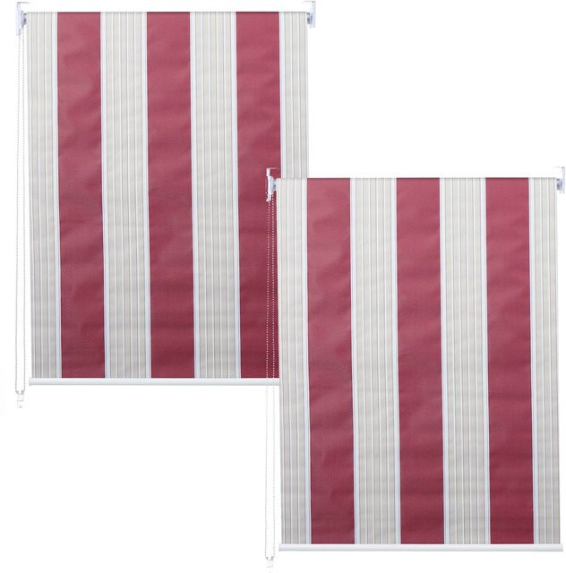 2er-Set MCW Seitenzugrollo blickdichter Sonnenschutz, Breite: 100 cm, Höhe: 160 cm, Farben: rot, weiß, beige - Bild 1