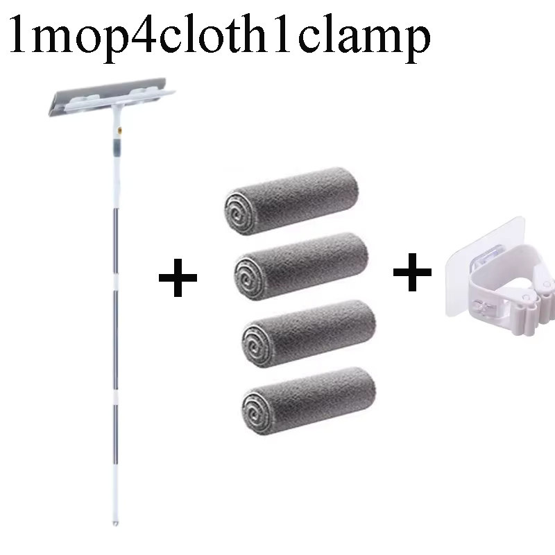 Untior 2-in-1 Glaswischer mit Teleskopstiel und Mikrofasertuch, 360 Grad drehbarer Kopf, Weiß - Bild 4