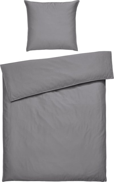 Emma Bettwäsche Set aus Baumwolle in Grau, bestehend aus Bettbezug und Kissenbezug, B/T/H: 155 x 220 cm und 80 x 80 cm - Bild 1