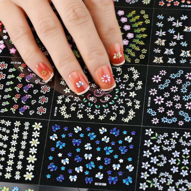 NAILFYOU Nail Art Aufkleber, 5er Pack, bunte Blumen, Acryl - Bild 1