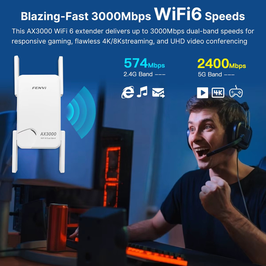 DERAPID AX3000 WiFi 6 Repeater Dual-Band Signalverstärker in Weiß - Bild 3