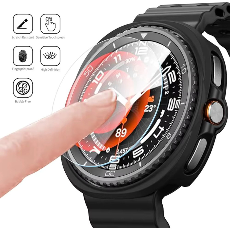Mptionx Uhrenzubehör PC-Abdeckung + Glas, Schwarz, Samsung Galaxy Watch 8 - Bild 3