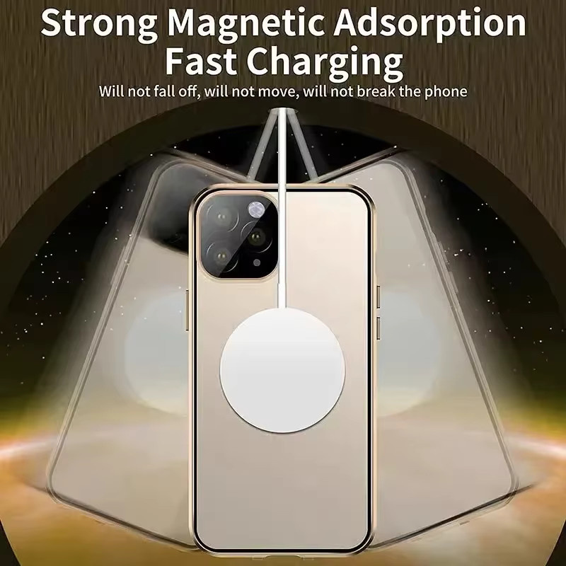 VYOPBC MagSafe iPhone Hülle mit 360 Grad Vollschutz, Metall-Magnetgehäuse und doppelseitigem Glas-Schnappverschluss, Farbe: Lila - Bild 3