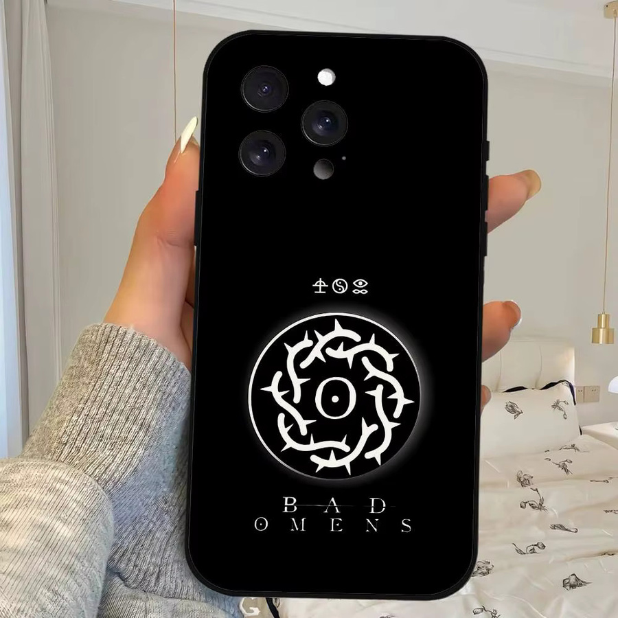 Mesuca Bad Omen Noah Logo Handyhülle für iPhone 17 16 15 14 13 12 11 Pro Max Mini X Xs XR in Schwarz aus Silikon - Bild 2