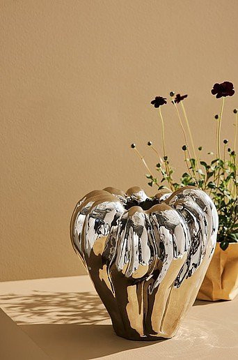 Große Vase Ruth in Silber aus Keramik - Bild 1