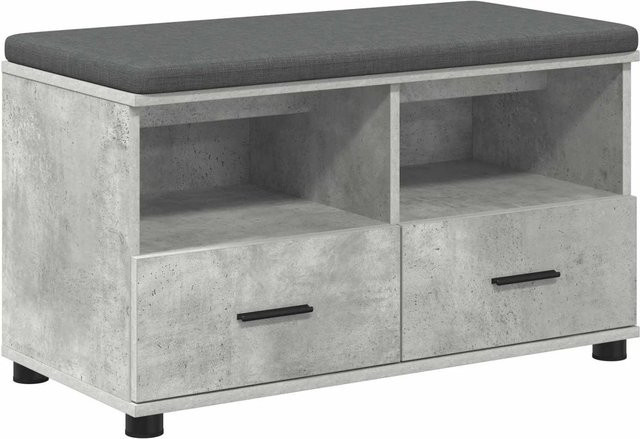 vidaXL Flurbank mit Kissen und Schubladen in Betongrau, B/T/H: 80 x 38 x 46 cm - Bild 1