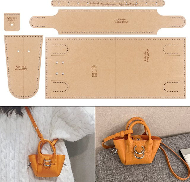 QJH DIY Leder-Schablonen Set für personalisierte Mini-Lippenstift-Umhängetaschen aus Kraftpapier zum Nähen - Bild 1