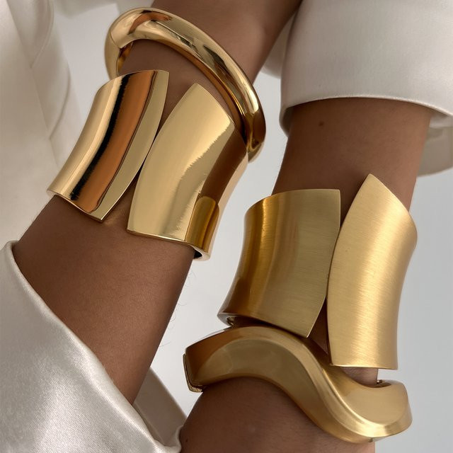 Salircon Armband, Geometrische Welle, Gold, Edelstahl, Damen - Bild 1