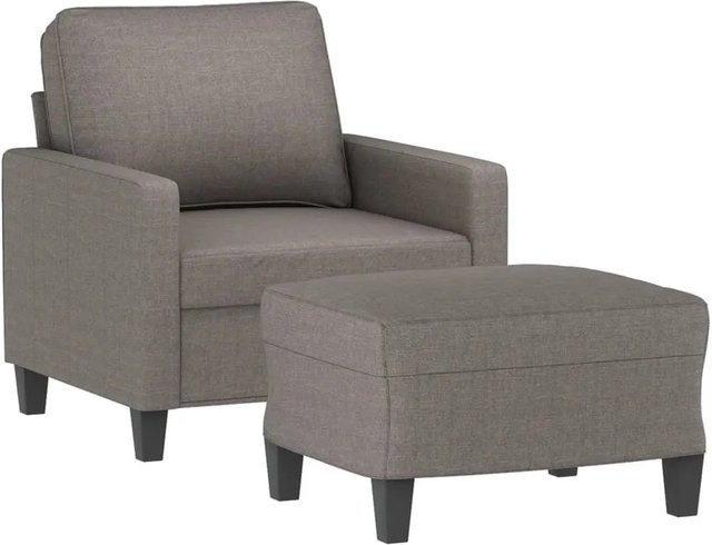 vidaXL Sessel mit Hocker in Taupe, moderner Relaxsessel aus Stoff mit Metallrahmen für dein Wohnzimmer - Bild 1