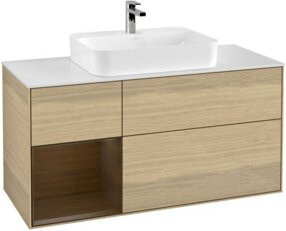 V&B Waschtischunterschrank Finion mit Wandbeleuchtung, Farbe: Weiß/Eiche, Breite: 120 cm, Tiefe: 50,1 cm, Höhe: 50,1 cm - Bild 1