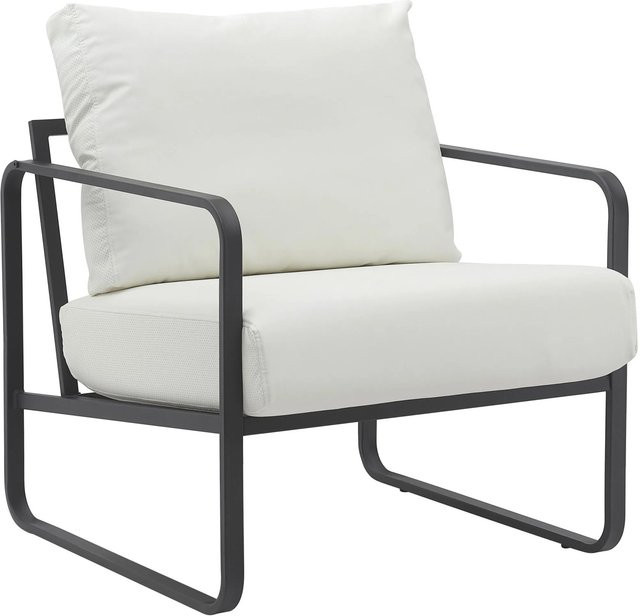 DELUKE Lounger Sessel JAKART Clubsessel aus Kunstleder in Weiß mit Metallgestell B/T/H: 70 x 74 x 82 cm - Bild 1