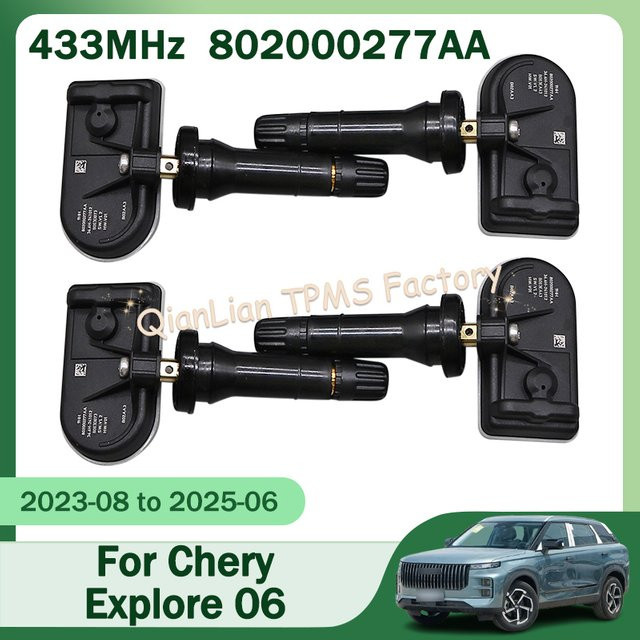 GANGLE TPMS Reifendruckkontrollsystem Reifensensor 433 MHz für Chery Fulwin T6 OMODA 5 Explore 06 C-DM Tiggo 5X7, Schwarz - Bild 1