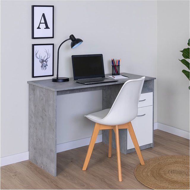 HTI-Living Schreibtisch in Beton-Optik Weiß/Grau B/T: 120 x 76 cm - Bild 1