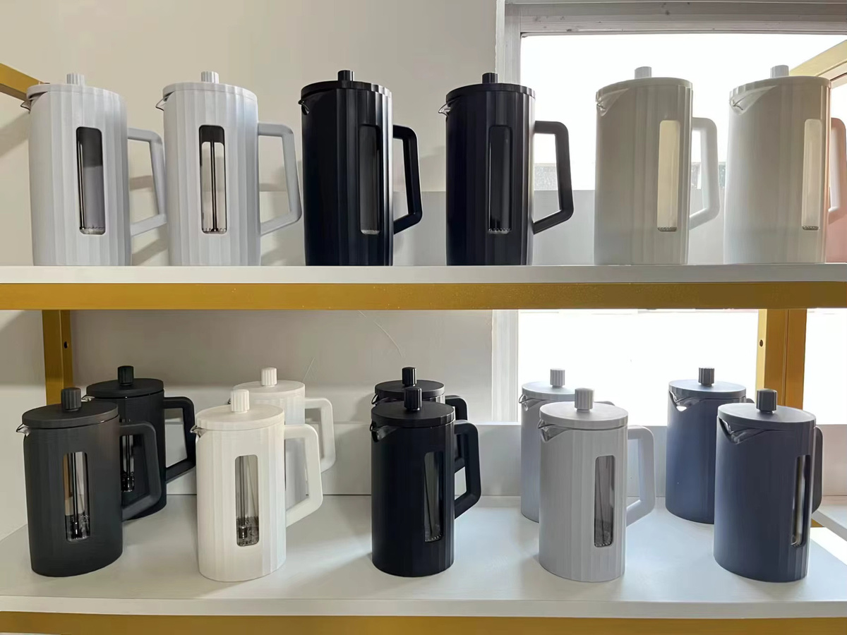 YRP Französische Presse Kaffeemaschine aus Borosilikatglas mit Milchaufschäumer, transparent/weiß, 1000 ml oder 600 ml - Bild 4