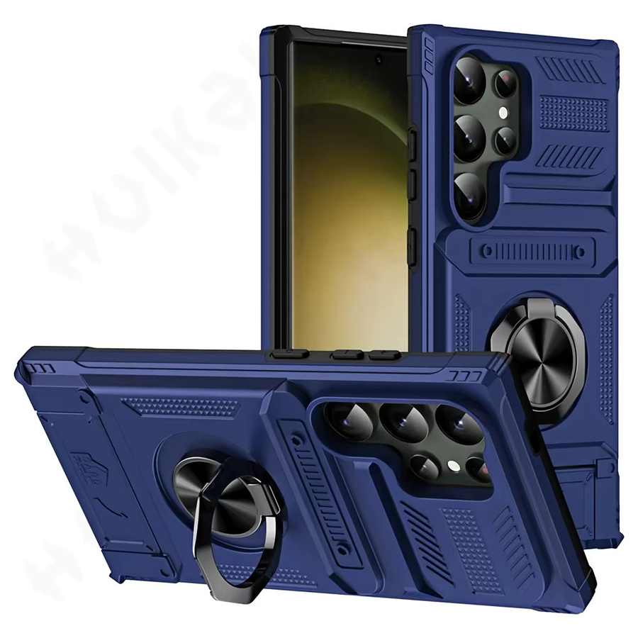 Magnetische Wallet Hülle für Samsung Galaxy S26 S25 S24 S23 Ultra Plus FE A56 A55 A36 A26 A35 A17 A16 A15 A14 mit Ring Ständer in Rot und Schwarz - Bild 2