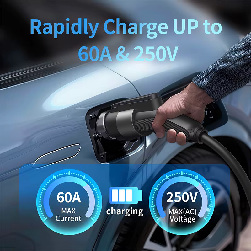 QIAO J1772 zu Tesla EV-Ladeadapter in Schwarz, max. 80A 250V AC, J1772 zu NACS Adapter kompatibel mit Tesla Model S, 3, X, Y - Bild 3