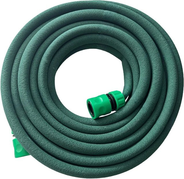 Relaxdays Perlbewässerung Tropfschlauch aus PVC und Gummi mit Messing-Anschluss und Klickkupplung, Grün, 70 m - Bild 1