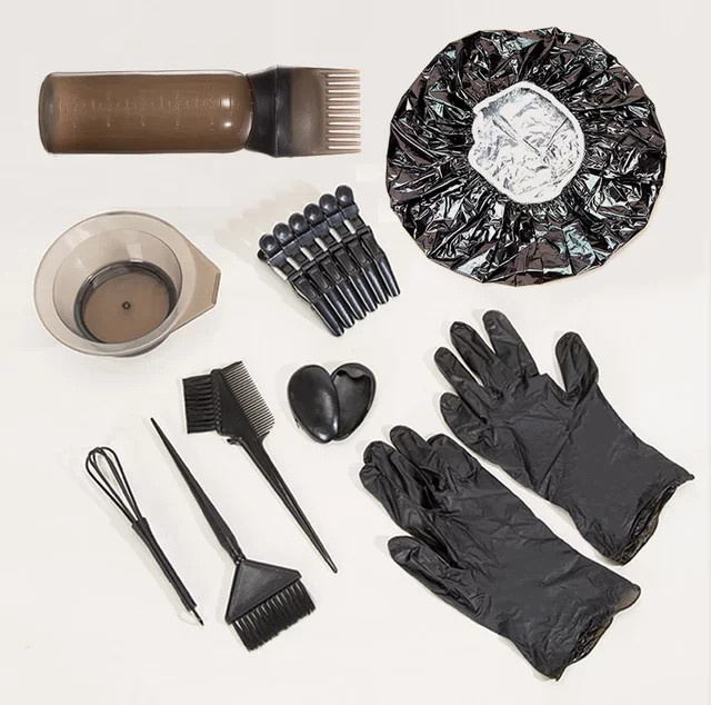 Haar Färben Zubehör Kit, 7/9 Stk, Schwarz, Kunststoff - Bild 1