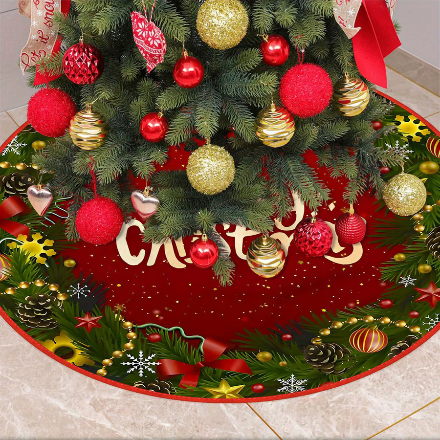 VIKAMA Weihnachtsbaumkleid in Rot, rundes Textil-Baumkleid zur Dekoration deines Weihnachtsbaums - Bild 3