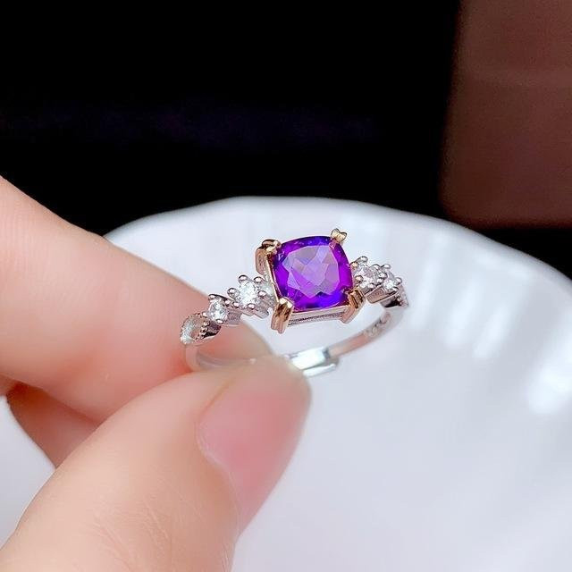 YIRAN Jewelry Ring, 925 Silber, Amethyst, Damen, violett - Bild 1