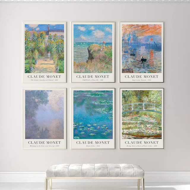 Potdemiel Aquarell Seerose Sonnenaufgang Poster, Minimalistischer Wandkunstdruck als Leinwand Malerei in Mehrfarbig - Bild 1