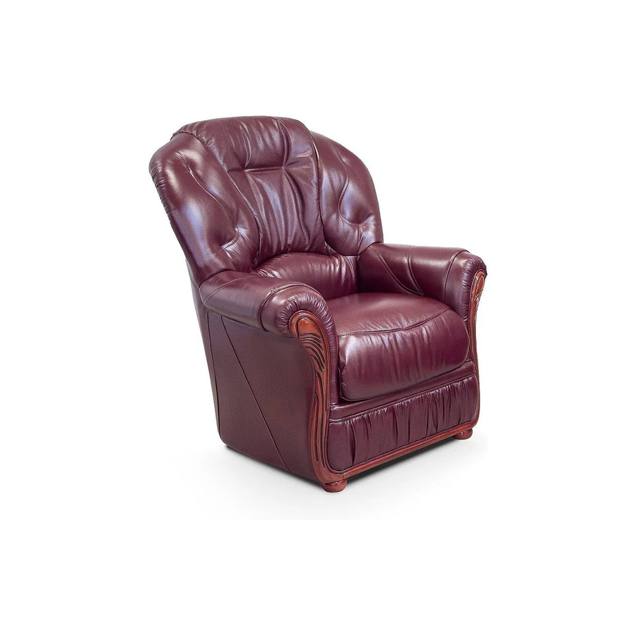 Vente-unique Sessel Daphne mit gerader Rückenlehne aus Büffelleder in Bordeaux Rot, Höhe: 83 cm - Bild 2