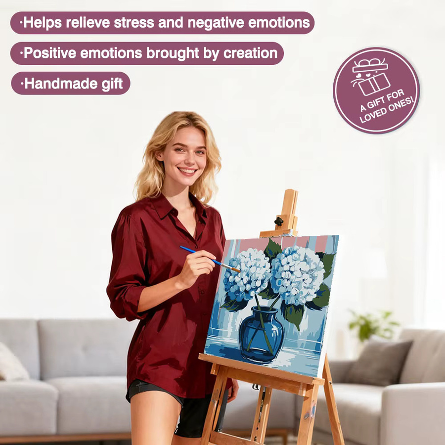 Huacan Malen nach Zahlen Set Blumen Motiv auf Leinwand Multicolor für Erwachsene - Bild 3