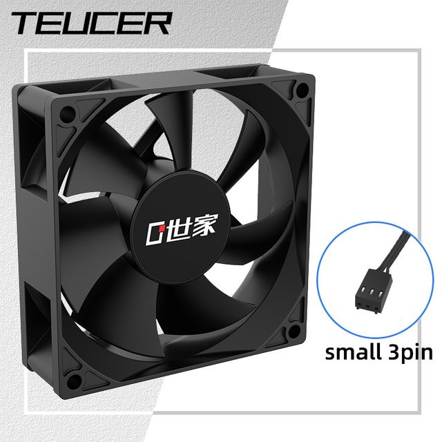 Teucer PC-Gehäuselüfter Schwarz, 8 cm, 12 V, 3-polig, Hydrauliklager, 2200 U/min - Bild 1