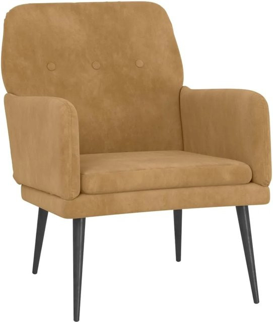 vidaXL Sessel Braun aus Samt mit Metallrahmen B: 62 cm, T: 79 cm, H: 79 cm - Bild 1