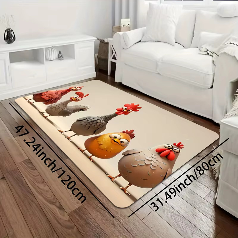 VIKAMA Cartoon-Fußmatte mit niedlicher Kükenfamilie, weiche und rutschfeste Matte in Multicolour für Wohnzimmer, Schlafzimmer oder Badezimmer - Bild 1