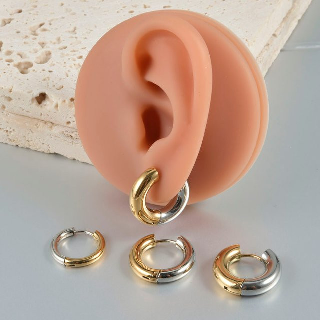 Dreamlee Ohrringe, Chirurgenstahl, Silber Gold Nähte, Unisex - Bild 1
