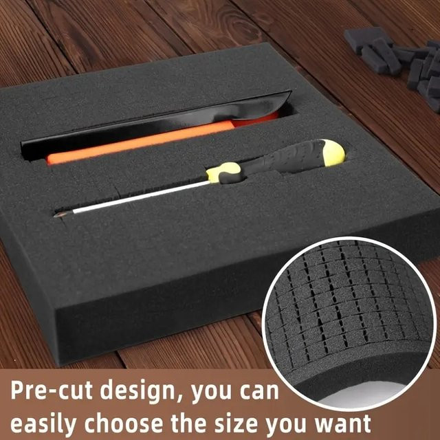 QUHAI Werkzeugkasten-Schaumstoff-Einsatz in Schwarz, Pick-Apart Schaum für Pelikan-Koffer und Hartschalenkoffer, B/T/H: 40,0 x 30,0 cm - Bild 1